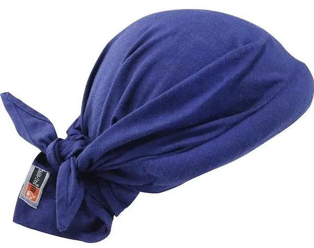 Alt view image 4 of 4 - ERGODYNE 6710FR Flame Resistant Cooling Bandana, Blue, Cotton