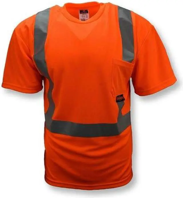 Alt view image 8 of 9 - Large Hi-Viz Orange Safety Short Sleeve T-Shirt With Max-Dri