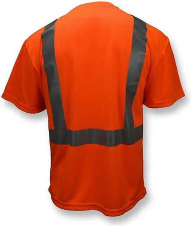 Alt view image 9 of 9 - Large Hi-Viz Orange Safety Short Sleeve T-Shirt With Max-Dri