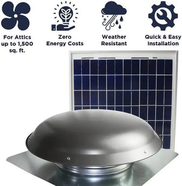 Alt view image 3 of 4 - MAXX AIR CXSOLRWGUPS 433 CFM Solar Powered Roof Mount Power Attic Ventilator