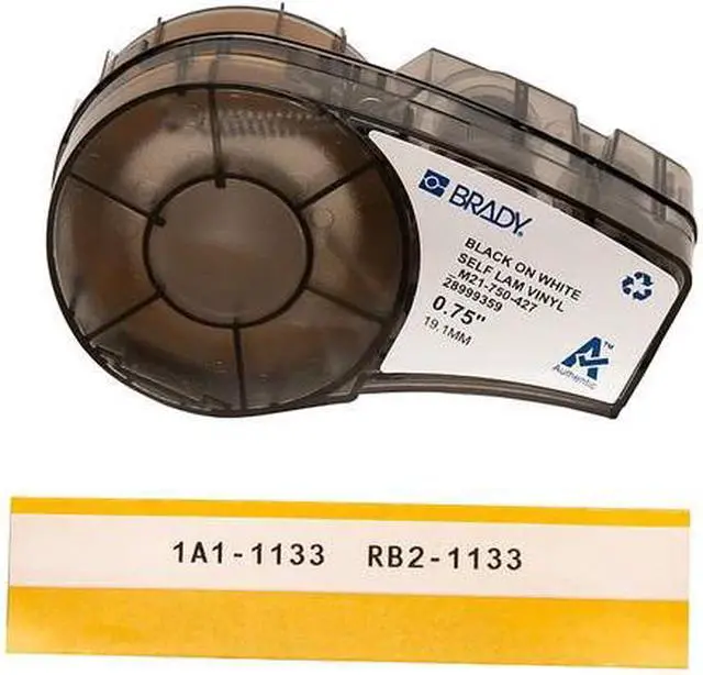 Alt view image 2 of 3 - BRADY M21-750-427 Label Tape Cartridge, Black on White, Labels/Roll: Continuous
