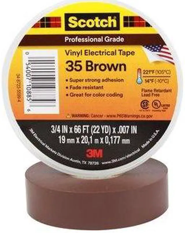 Alt view image 4 of 8 - Electrical Tape, 3/4 x 66 ft, 7 mil, Brown 35 3/4X66 BROWN