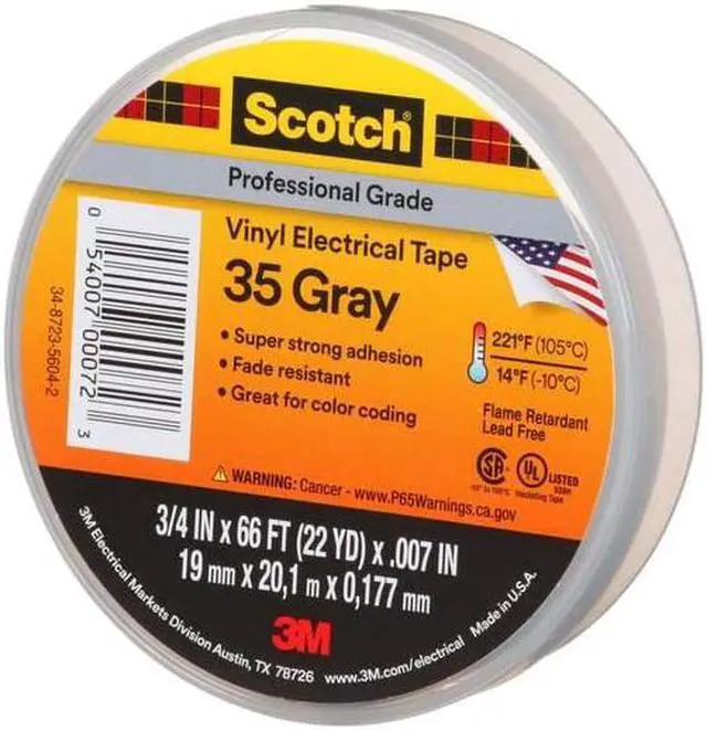 Alt view image 5 of 8 - Scotch Electrical Tape 35 3/4X66 GREY