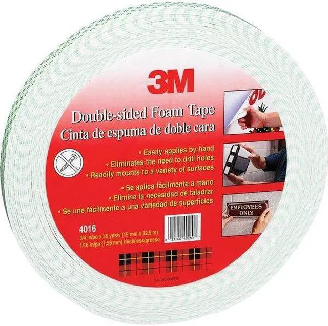 Alt view image 2 of 2 - 3M 4016 Double-Sided Foam Tape, 12 in W, 5 yd L, 3/32 in, Polyurethane Foam,