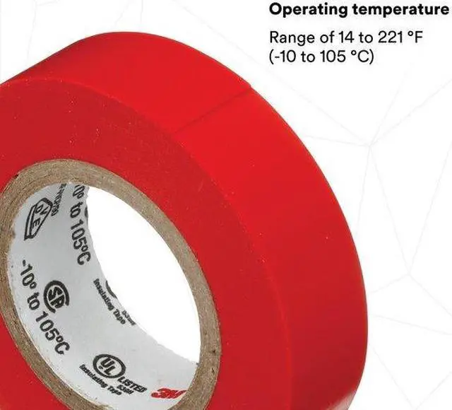 Alt view image 5 of 8 - 3M 35-RED-1/2X20FT ElectricalTape,Red,6-5/8ydL,1/2inW,PK100