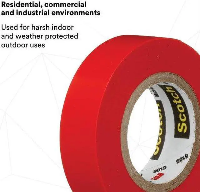 Alt view image 6 of 8 - 3M 35-RED-1/2X20FT ElectricalTape,Red,6-5/8ydL,1/2inW,PK100