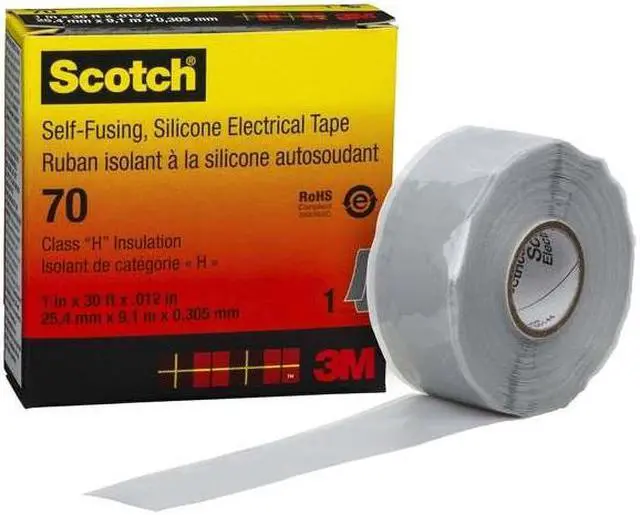 Alt view image 4 of 8 - 3M 70 Silicone Electrical Tape, 70, Scotch, 1 in W x 30 ft L, 12 mil thick,