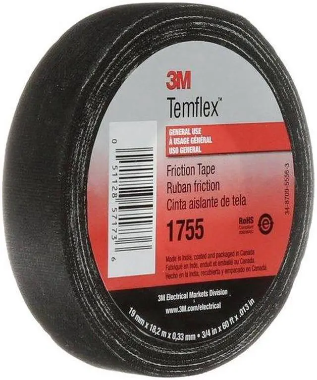 Alt view image 7 of 11 - 3M 1755 3/4"X60' Electrical Friction Tape, 1755, Temflex, 3/4 in W x 60 ft L,