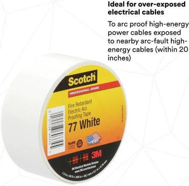 Alt view image 5 of 8 - 3M 77WHITE-1-1/2X20FT Electrical Arc Proofing Tape, 1-1/2" x 20 ft.