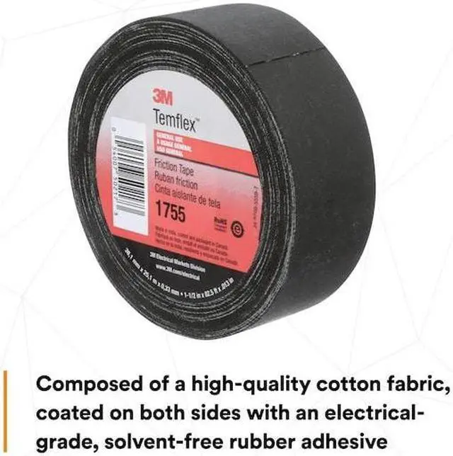 Alt view image 4 of 8 - 3M 1755-1-1/2 x 82-1/2 ft ElectricalTape,Blk,27-1/2ydL,PK30