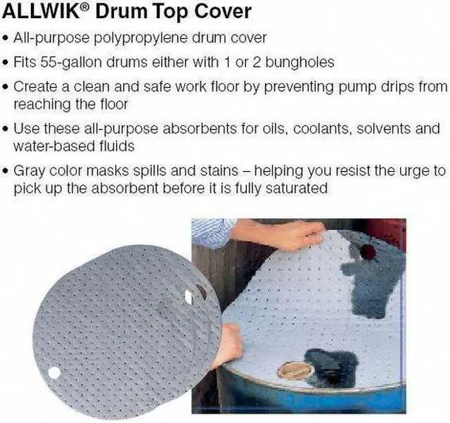 Alt view image 3 of 4 - BRADY DTA25 Sorbent Pad, 6 gal, 22 in Dia., Universal, Gray, 25 PK