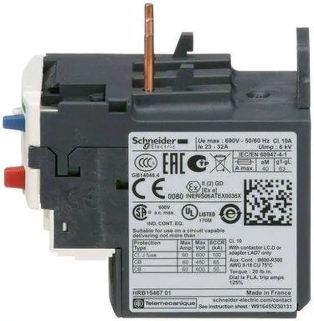 Alt view image 5 of 7 - SCHNEIDER ELECTRIC LRD32 Overload Relay, 1NC/1NO, 23 A Min current, 32 A Max