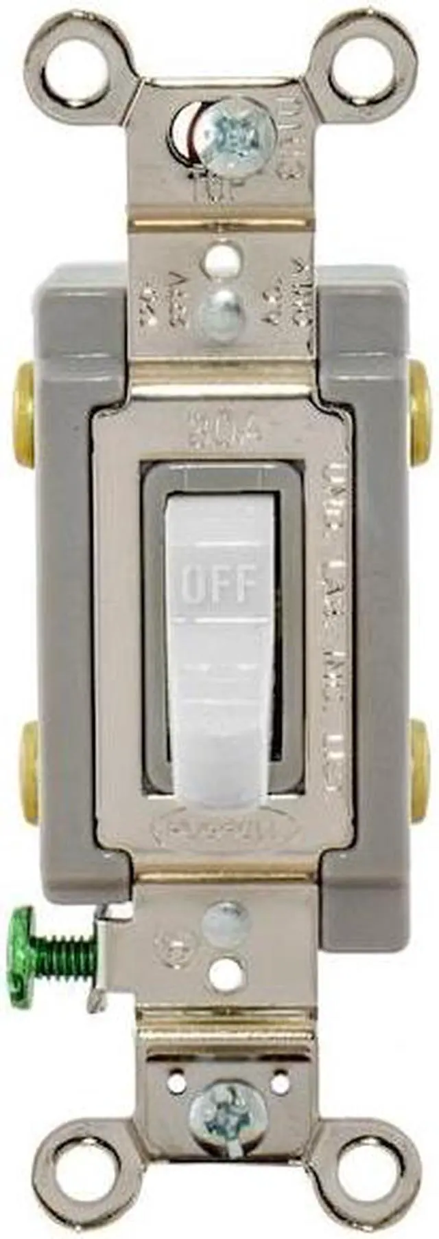 Alt view image 4 of 7 - HUBBELL WIRING DEVICE-KELLEMS HBL3032W Wall Switch,30A,White,2-Pole Type,2 HP