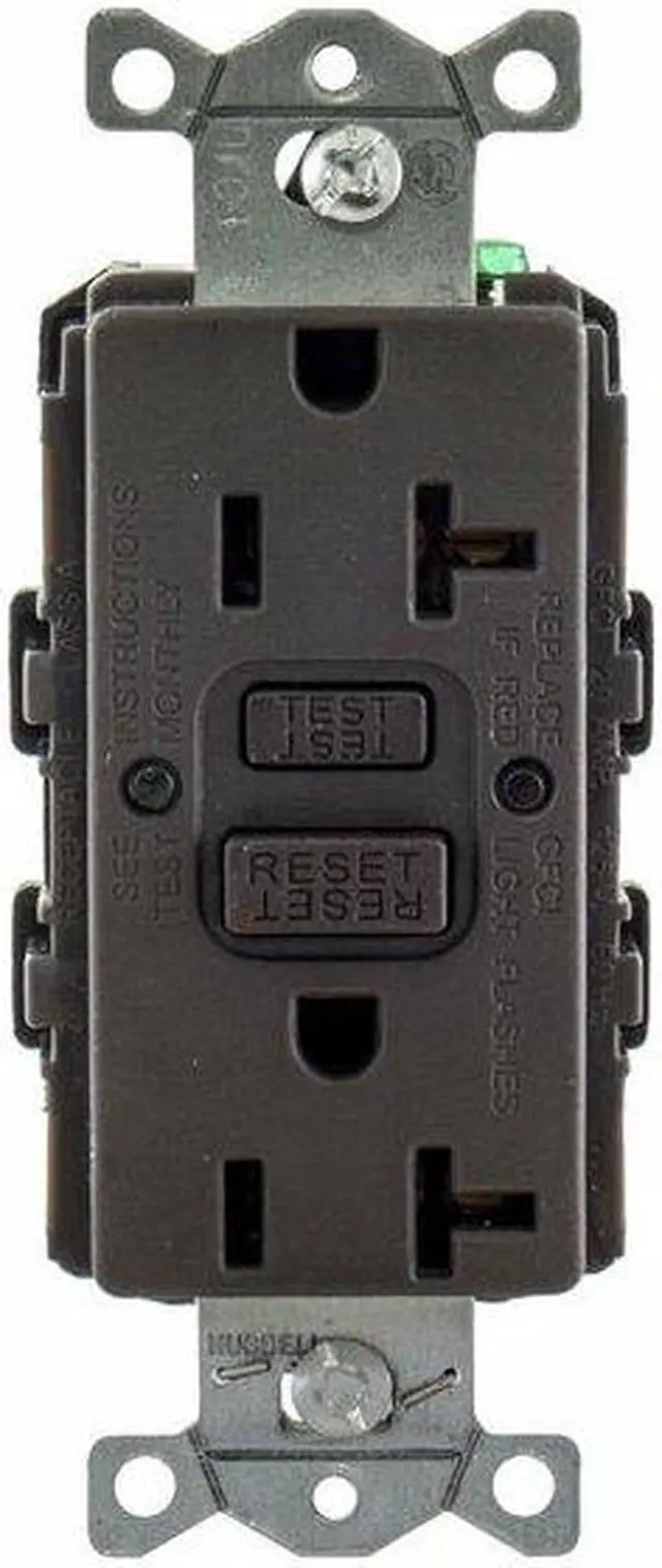 Alt view image 4 of 5 - HUBBELL WIRING DEVICE-KELLEMS GFR20 GFCI Receptacle, 20A, 125VAC, 5-20R, Brown