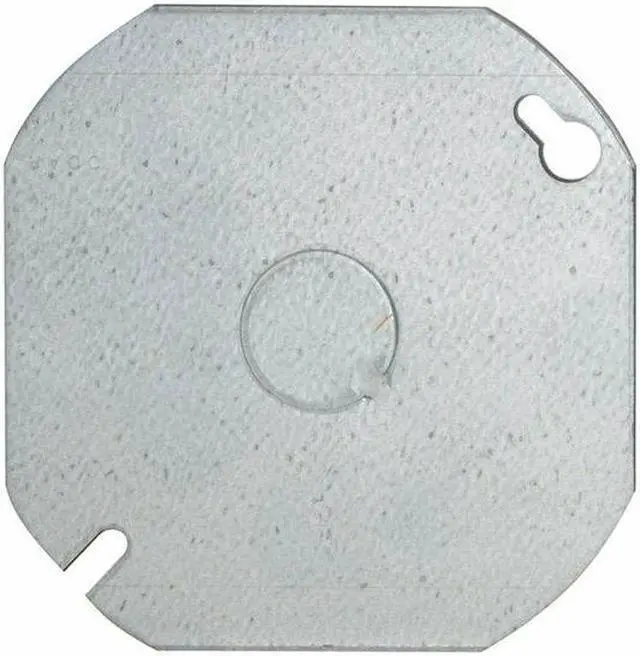 Alt view image 6 of 6 - RACO 724 Box Cover, Octagon Box Type, 1 Gang, Galvanized Steel, KO Centered