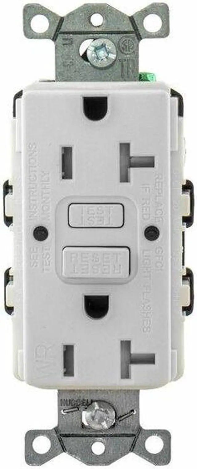 Alt view image 4 of 5 - HUBBELL GFRTW20W GFCI Receptacle,20A,125VAC,5-20R,White