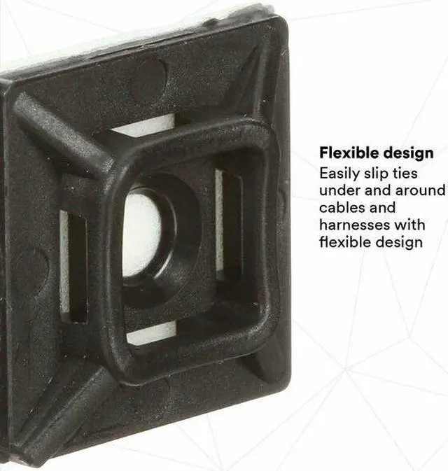 Alt view image 3 of 5 - 3M CTB75X75BKA-C Cable Tie Base, Nylon 6/6, Black, 0.74 in L
