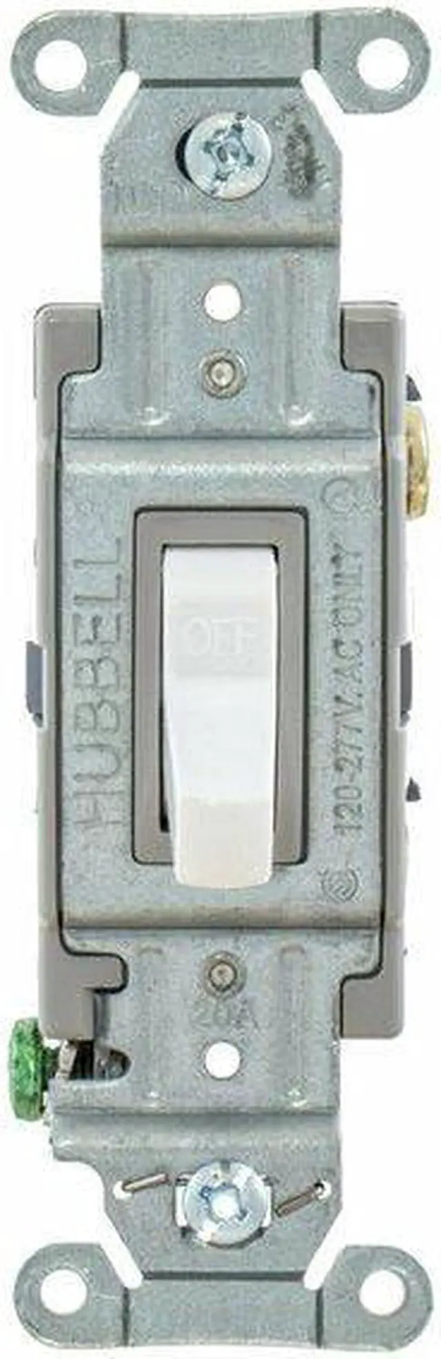 Alt view image 4 of 5 - Wall Switch,20A,White,1 HP,1-Pole Switch HUBBELL WIRING DEVICE-KELLEMS CSB120W