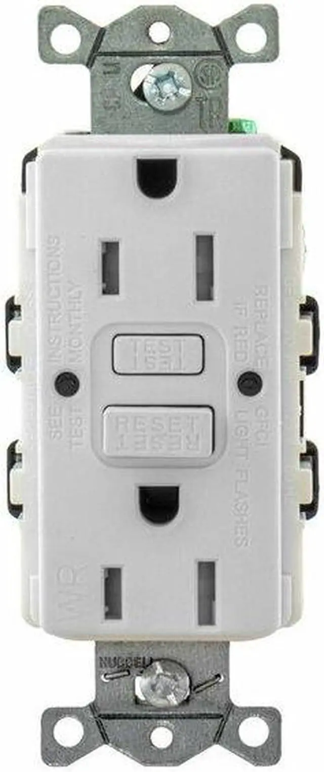 Alt view image 4 of 5 - HUBBELL WIRING DEVICE-KELLEMS GFRTW15W GFCI Receptacle, 15A, 125VAC, 5-15R,