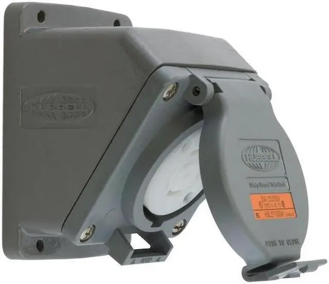 Alt view image 4 of 5 - HUBBELL WIRING DEVICE-KELLEMS HBL2710SW Watertight Flanged Locking Receptacle,