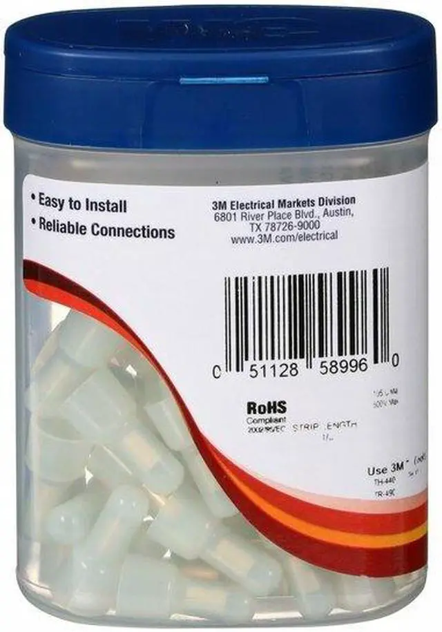 Alt view image 4 of 8 - 3M S-31-A Crimp Wire Connector, 10 AWG Max, Clear, Nylon Insulation, 600 V, 50