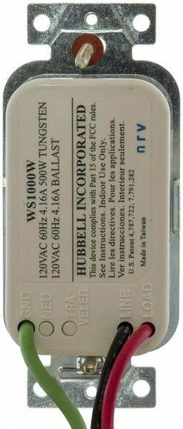 Alt view image 4 of 5 - HUBBELL WIRING DEVICE-KELLEMS WS1000NW Occupancy Sensor,PIR,1200 sq ft,White