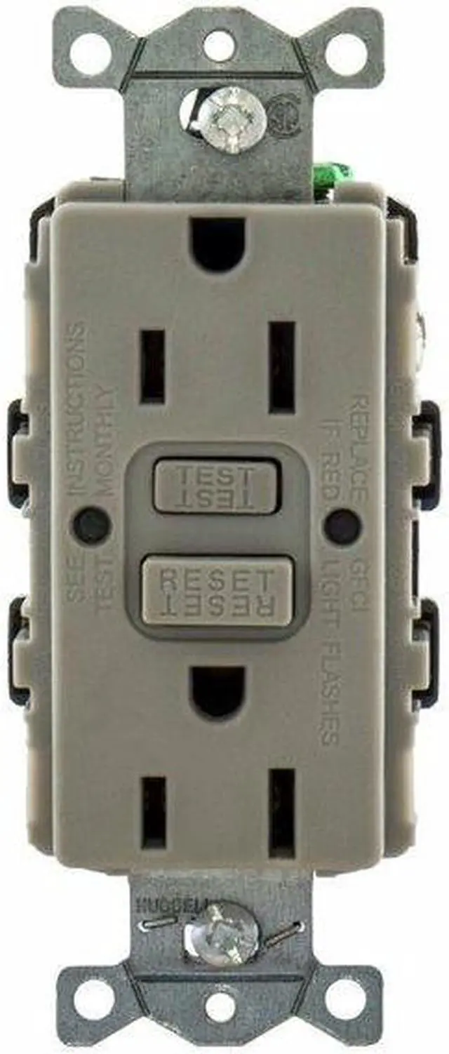 Alt view image 4 of 5 - HUBBELL WIRING DEVICE-KELLEMS GFR15GRY GFCI Receptacle, 15A, 125VAC, 5-15R, Gray