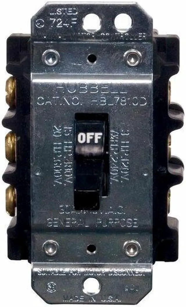 Alt view image 6 of 6 - HUBBELL KELLEMS HBL7810D Manual Motor Switch,30A,600VAC,3P