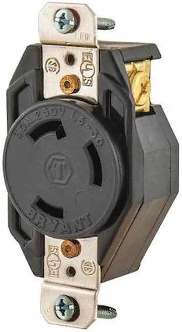 Alt view image 2 of 2 - Black Locking Receptacle, 30 Amps, 250VAC Voltage, NEMA Configuration: L6-30R