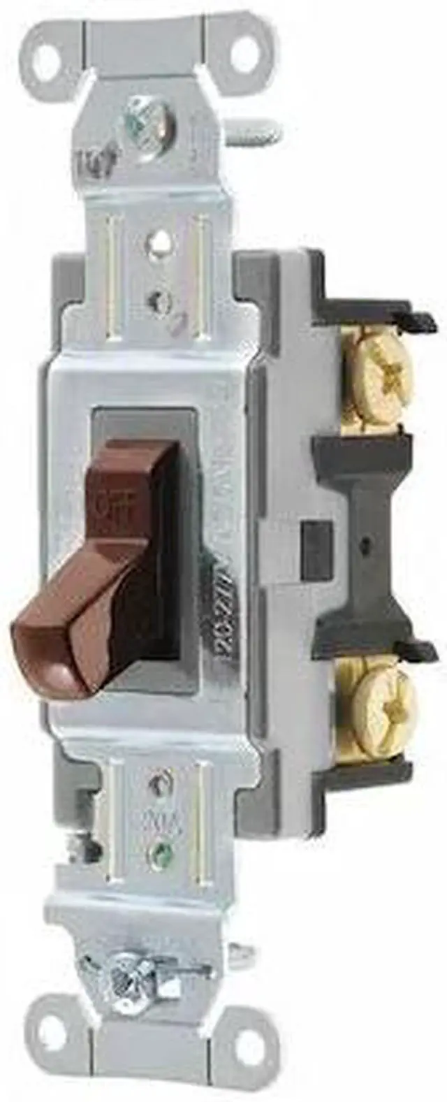Alt view image 3 of 3 - Bryant CSB220B Brown Double Pole Commercial Grade Toggle Switch 20A 120/277V AC