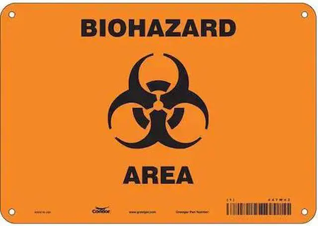 Main image of CONDOR 447W42 Biohazard Sign, 7 in H, 10 in W, Vertical Rectangle, English,