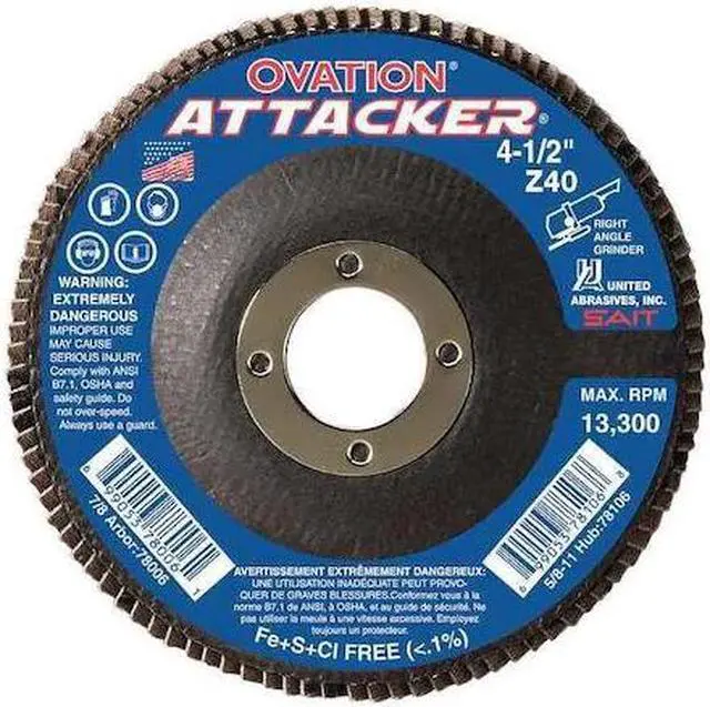 Main image of UNITED ABRASIVES-SAIT 76206 Arbor Mount Flap Disc,4-1/2in,40,Coarse