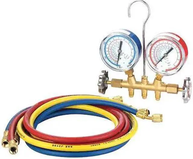 Main image of DAYTON 4PDG1 Manifold Gauge Set, 2 Valve,3 Hoses