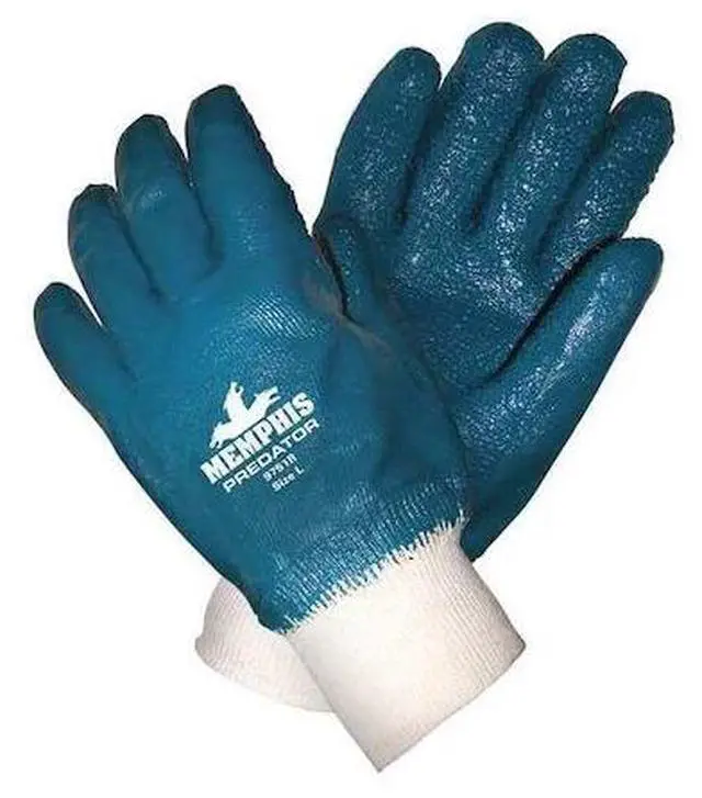 Alt view image 2 of 2 - Mcr Safety Chemical Resistant Gloves Blue/White   9751R
