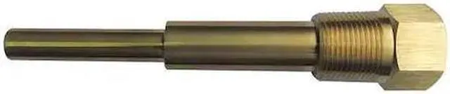 Main image of ZORO SELECT 24C471 Bimetal Thermowell,Brass,1/2 NPSM