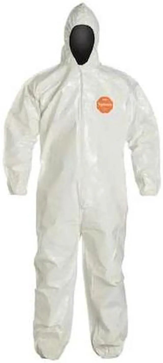 Main image of DUPONT SL127BWHXL001200 Hooded Chemical Resistant Coveralls, XL, 12 , White,