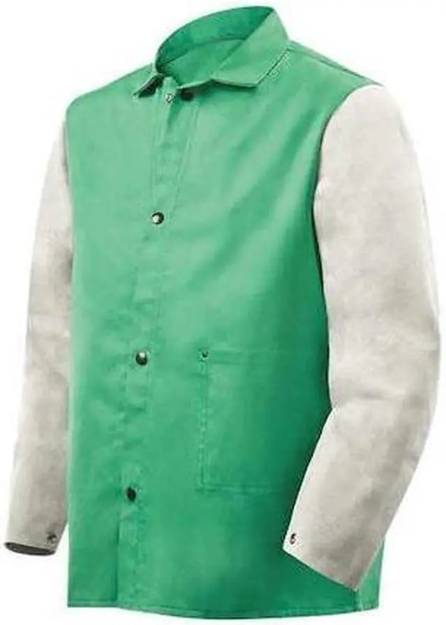 Main image of STEINER 1230-L Flame Resistant Jacket w/Leather Sleeves, Green/Gray, L