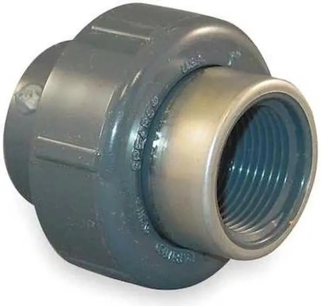 Main image of ZORO SELECT 8059-005SR PVC, Stainless Steel Union, Socket x FNPT, 1/2 in Pipe
