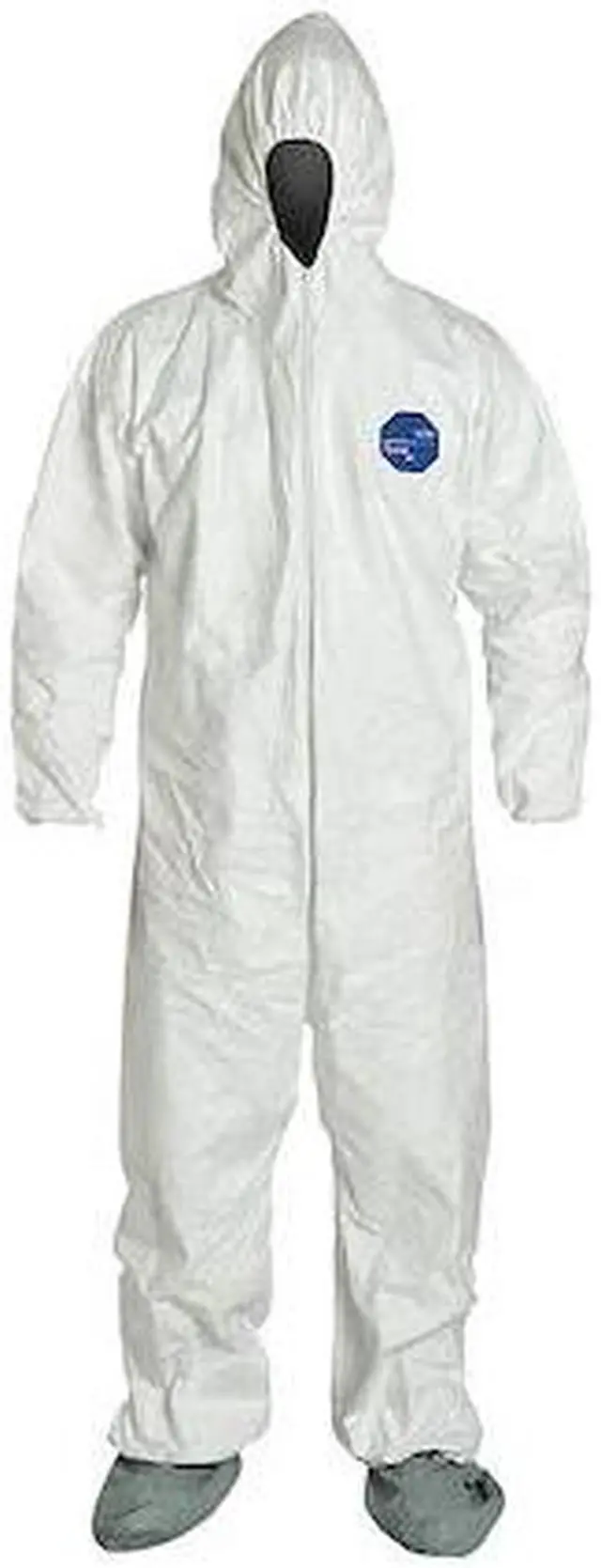 Alt view image 2 of 3 - DuPont - TY122SWH2X0025VP Individually Packed Disposable Protective Coverall with Elastic Cuffs, Attached Hood and Boots for PPE Vending Machines, White, 2X-Large