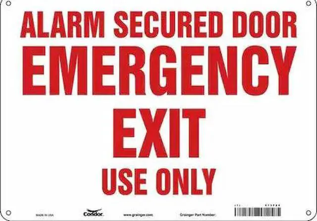 Main image of CONDOR 473F24 Exit Sign, Plastic, 14" W, 10" H, Alarm Secured Door Emergency