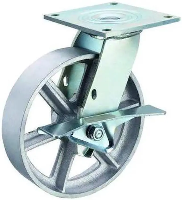 Main image of ZORO SELECT P21S-C080R-15-CB Swivel Plate Caster,Cst Irn,8 in,1200 lb