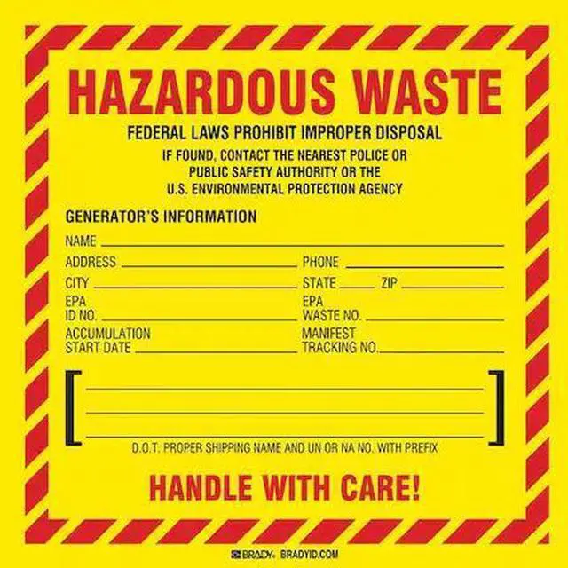 Main image of BRADY 121151 Hazardous Waste Label,6 In. W,PK100
