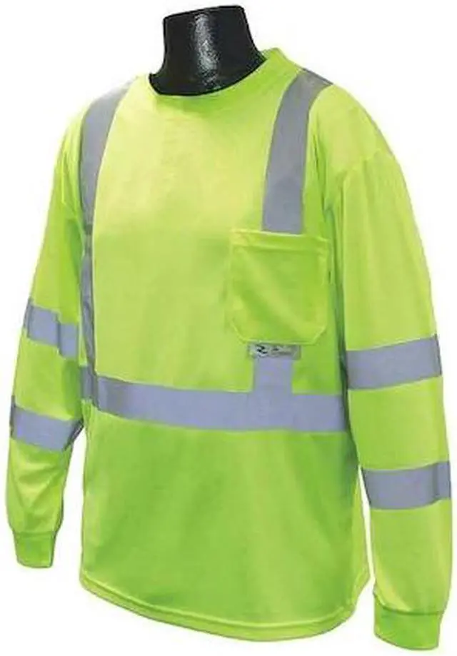 Alt view image 2 of 3 - Radians Hi-Visibility Green Polyester Long Sleeve Shirt, Size: 4XL, ANSI Class 3