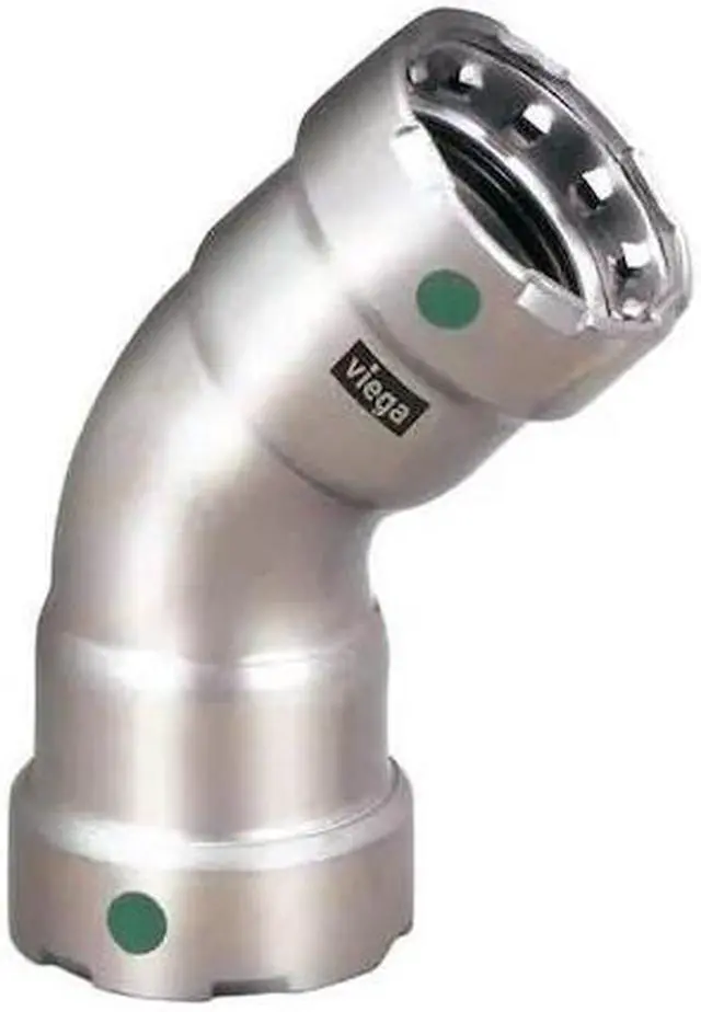 Alt view image 2 of 2 - Viega Megapress Stainless 316 45 Degree Elbow, 3/4" x 3/4" Tube Size   90060