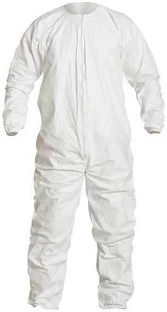 Alt view image 2 of 2 - Dupont Coveralls with Elastic Cuff, Tyvek® IsoClean® Material, White, XL