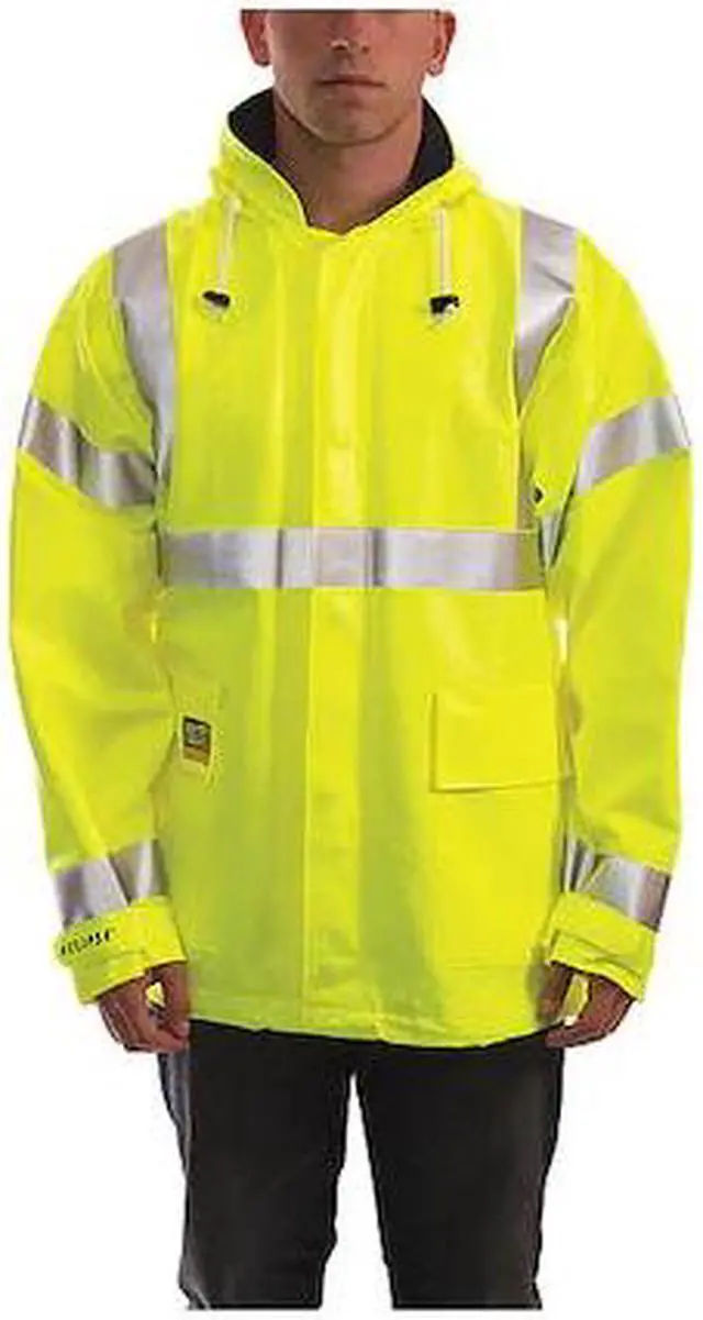 Main image of TINGLEY J44122 Arc Flash Flame Resistant Rain Jacket, PVC, Class 3 Lime, XL