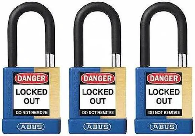 Alt view image 2 of 2 - Abus Alike-Keyed Padlock, Open Shackle Type, 1-1/2" Shackle Height, Blue  20072