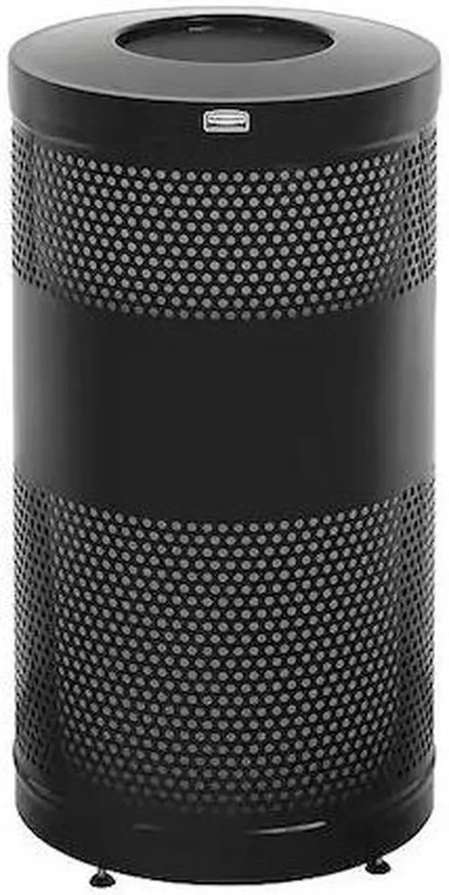 Alt view image 2 of 6 - 25 gal. Steel, Rigid Plastic Round Trash Can, Open Top, Black RUBBERMAID FGS3ETBKPL