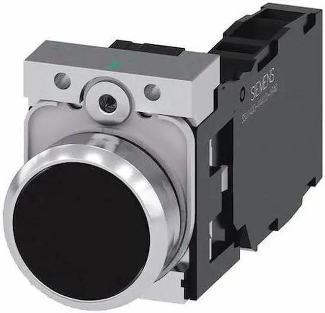 Main image of SIEMENS 3SU1150-0AB10-1FA0 Push Button,22mm,Black,Metal Bezel