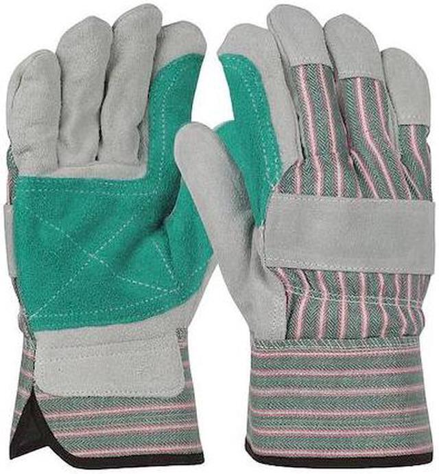 Main image of PIP 500DP Leather Gloves, Cowhide, Safety Cuff, Wing Thumb, Full Finger, Green,